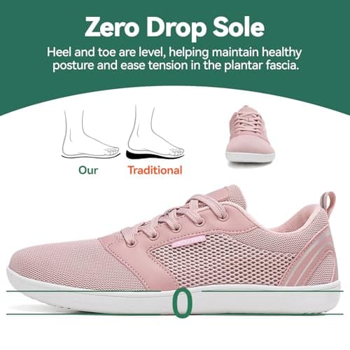 gitzing Barefoot Shoes for Womens Mens Wide Outdoor Trail Minimalist Running Trainers Walking Shoes Lightweight and Breathable Sneakers Unisex-Classic Pink 7.5 UK(41 EU) — view 3