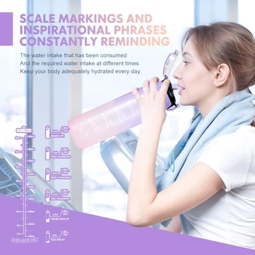 SEASEVEN Sports 1L Water Bottle with Straw for Gym,Office(Gradient Purple) — view 2