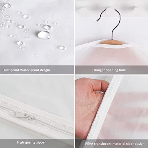 Garment Bags, 12 Pack 60cm x 100cm Breathable Suit Bag Covers with Zip, PEVA Clothes Cover Bags Coat Garment Bags Waterproof Moth Proof Dress Cover Bags for Wardrobe Storage and Travel (40" x 24") — view 4