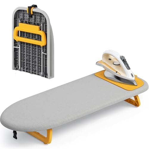 KINGRACK Small Tabletop Ironing Board with Iron Mat,30×81cm,Grey