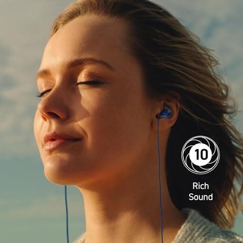 Panasonic RP-TCM225DEA USB-C Earphones, In-Ear Earbuds, Wired Headphones with Built-in Mic & Remote, Powerful Bass, Customisable Fit, 1.2m Cable, Blue — view 3