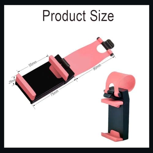 KANDUJIMU Car Steering Wheel Phone Mount, Blue, Portable Electronic Device Mount, Compatible with iPhone and Samsung (Pink) — view 2