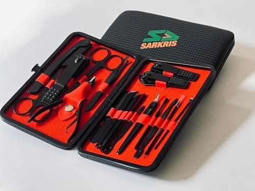 Manicure Set - 18pcs, Nail Cutter Stainless Steel by SARKRIS for Male/Female for Manicure, Grooming Set Stainless Steel Nail Care Tools for Home and Travel (Large)