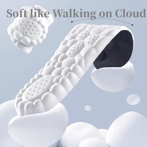 Memory Foam Insoles, Cuttable Arch Support Anti-Fatigue Pain Relief Massage Insert, Cushion Replacement Soles for Trainers Sneakers Sports Shoes Work Boots for Men & Women(UK7-UK9.5) — view 3