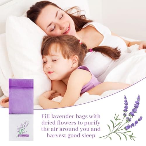 Lotnery 40 Pack Lavender Bags for Moths - Purple Drawstring Organza Sachets with Ribbons | Moth Repellent Wardrobe Fresheners, DIY Dried Herb Pouches for Drawers & Travel — view 6