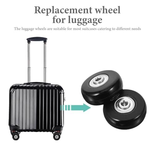 Black Suitcase Wheel Replacement Kits 2pcs with Swivel Bearings — view 3
