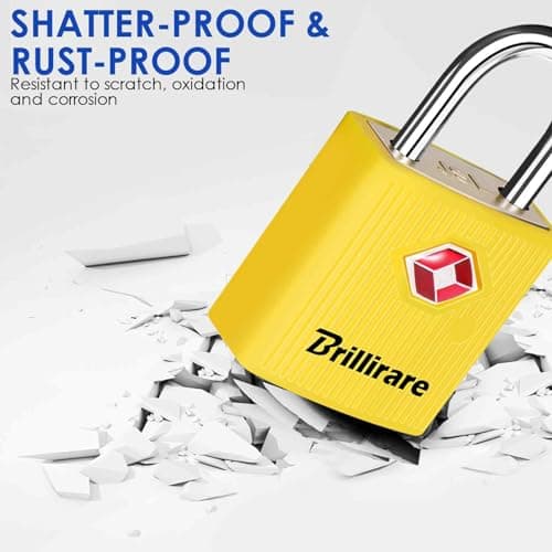 Brillirare 4 Pack TSA Approved Luggage Locks with Keys, Travel Padlock, Zinc Alloy Waterproof Keyed Lock, TSA Outdoor Metal Lock for Lockers, Bags, Backpack, Gym, Gate-Yellow — view 6