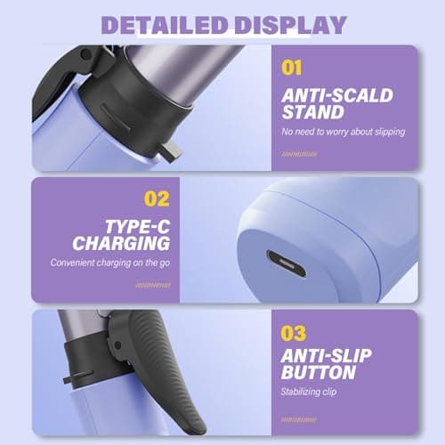 Curling Iron, Rechargeable Wireless Mini Travel Size Curling Wand with 3 Temperature Settings, Styling Tools & Appliances for Short Hair Styling, Wand — view 2