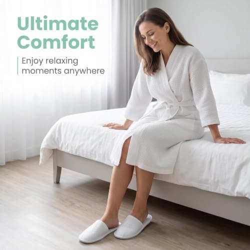 GXWzhanbo 6 Pairs White Disposable Hotel Shower Slippers Multipack, Indoor Footwear for Travel Spa Hospital Bathroom — view 6