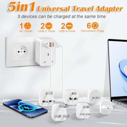 UK to Worldwide Travel Adapter,Universal Travel Plug Adaptor Set With 4 USB — view 3