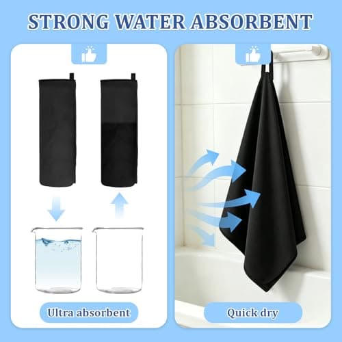 LURVOUS 2 Pack 40x80cm Microfibre Towel, Quick Dry Gym Towel for Men Women, Absorbent Sports Towel Lightweight Travel Towel for Yoga Beach Shower Backpacking Pool (Black,Pink) — view 4