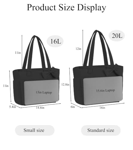 CTWWFS Puffer Tote Bag for Women, Quilted Bow Tote Bag with Cup Holder & 15.6 In Laptop Compartment for Work, Travel, Gym, College (Black) — view 3