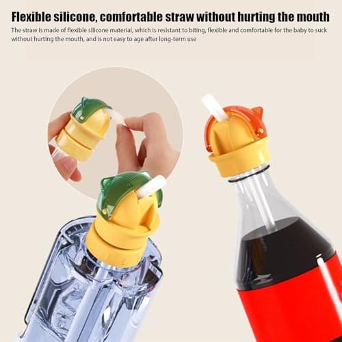 2 Pieces Water Bottle Top Adapter, Beverage Water Bottles Straw Lid, Universal Bottle Spout Adapter, 11.6x5.2cm, For Most Standard Bottles Toppers For Children Boys And Girls. — view 6