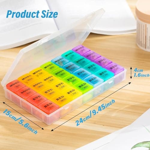 Yaklim Weekly Tablet Organiser 7 Day 4 Times a Day, Large Pill Box — view 2