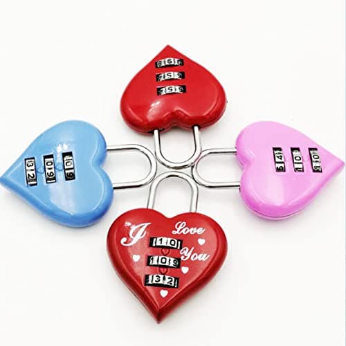 Altsuceser Mini Code Lock, Mini Heart Password Lock Small Metal Heart Shaped Padlock 3-Digit Code Combination Padlock for Travel Bags Suitcase Lockers Backpacks Jewelry Boxes Light Blue — view 3