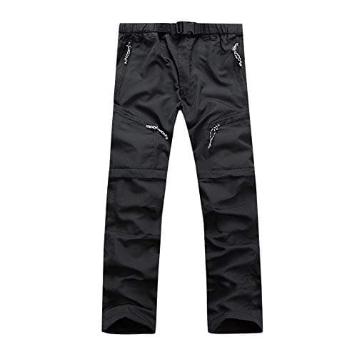 Men's Stretch Hiking Work Pants with Water-Repellent Finish, Lightweight Outdoor Cargo Pants for Travel and Construction, Multi-Pocket Design, Black (Black, S)