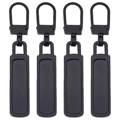 Quality Metal Zipper Pull Replacement Kit - 4 PCS Detachable Zipper Tabs for Luggage, Backpacks, Clothing Repair | Durable Black Slider Pulls, Easy Installation