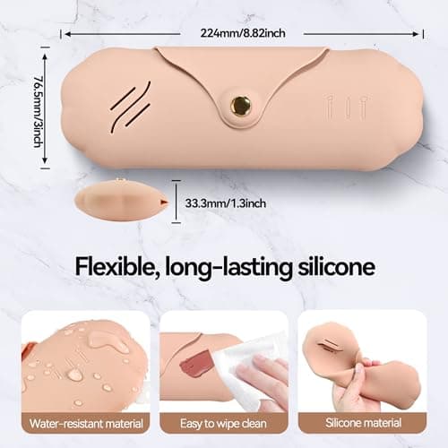 AWINNER Silicone Makeup Brush Holder Travel Cosmetic Bag,Soft Portable Cosmetic Face Brushes Holder with Anti-Fall Out Magnetic Closure, Large Travel Makeup Brush Case, khaki, Modern — view 4