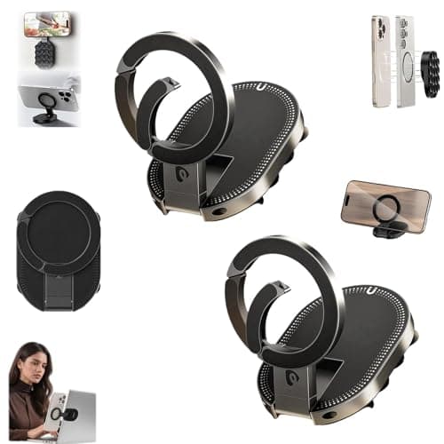 3-in-1 Magnetic Suction Cup Phone Mount,360° Rotatable Phone Holder Stand with 18 Strong SuctionCups,Portable Foldable Car Dashboard Mount,Strong Magnetic and Suction Grip for Car,Home,Gym,Travel