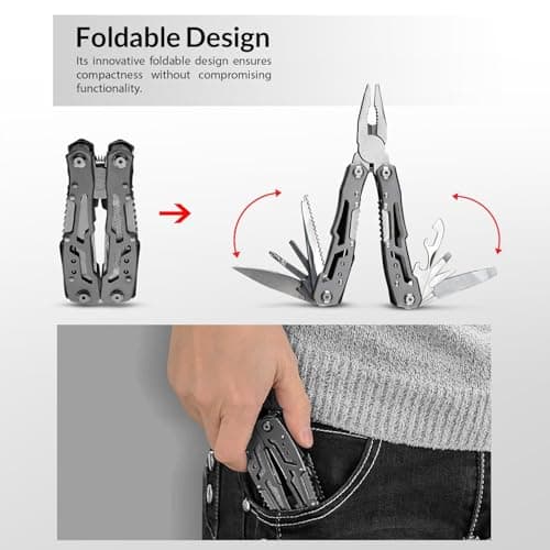 LEVADA PLUS 14-in-1 Multi-Tool with Pliers, Screwdriver, Bottle Opener & More | Durable Stainless Steel Pocket Tool with Nylon Case for Camping, Outdoor, DIY & Everyday Use — view 6