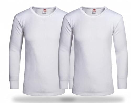 Mens Thermal 2 Pack Underwear Vests Long Sleeve Tops, Thermal T-Shirt Warm Underlayer Winter Thermals Base Layer Clothing Men Vest Top Size S-XXL (M White) — view 5