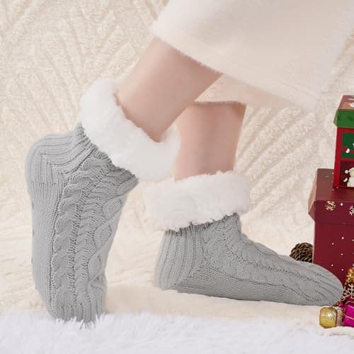 SockWaddles Slipper Socks for Women & Men, Non Slip, Thermal Winter Grey — view 2