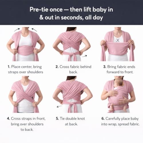 Trekki Pocket Wrap™ Baby Sling Carrier, Newborn to Toddler, Rose — view 3