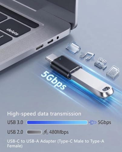 GGMTY 7-Pack USB C to USB 3.0 Female Adapter, Aluminum Type C OTG Converter, 5Gbps Data Sync for Laptops, Compatible with MacBook Pro, iPad Air, Galaxy S23, XPS — view 2