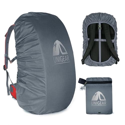 Unigear Anti-Rain Backpack Cover, 10-90L Waterproof Dustproof Durable Abrasion Resistant Protective Cover for Camping, Hiking, Travel, Cycling (Grey, M)