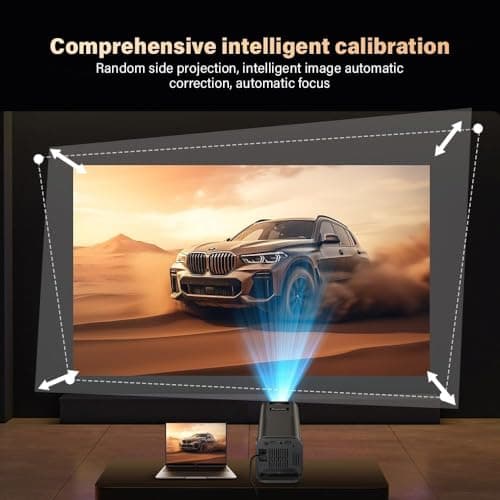Projector with WIFI6 and Bluetooth, 4K 1080P Support with Android TV 11.0, Mini Portable Projector 180° Rotatable Movie Projector,Auto Keystone Compatible for Laptop, PC, Smartphone (Black) — view 4