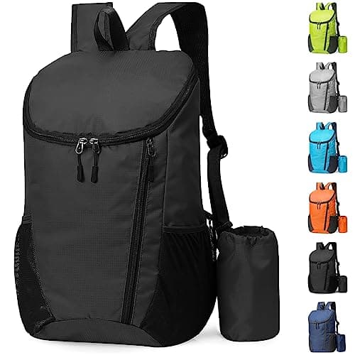 Yoolly Lightweight Foldable Backpack, Small Hiking Rucksack, Waterproof Packable Backpack for Men Women Kids, Durable Rucksack for Outdoor Sport Travelling Hiking Camping Biking Walking (Black)