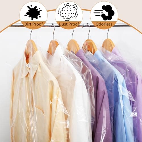 35 Pack Plastic Clothes Covers, Dry Cleaning Bags, Garment Bags 60 * 120 cm — view 4