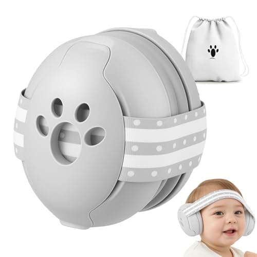 SHOCHX Baby Ear Defender Hearing Protection for Infant and Babies Up to 36 Months - Noise Reduction Earmuffs Comfortable Infant Headphones for Ear Protection, Sleep, Travel Baby Essentials (Gray)