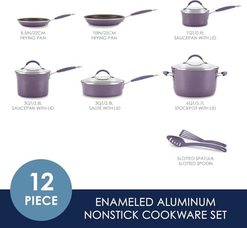 Rachael Ray Cucina Nonstick Cookware Pots and Pans Set, 12 Piece, Lavender — view 2