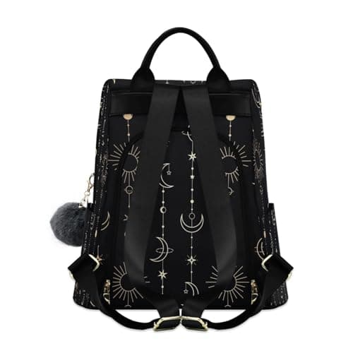Mnsruu Sun Moon Stars Witch Anti-Theft Backpack for Women Fashion Purse Bag Travel Shoulder Bag Rucksack School Back Pack — view 2