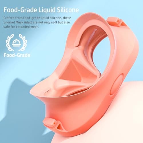 HINATAA Snorkel Set Adults, Fashionable Macaron Colors Frameless Snorkeling Mask, Ultra Wide View Anti-Fog Snorkel Mask Set, Portable Professional Diving Snorkeling Set (Pink) — view 2