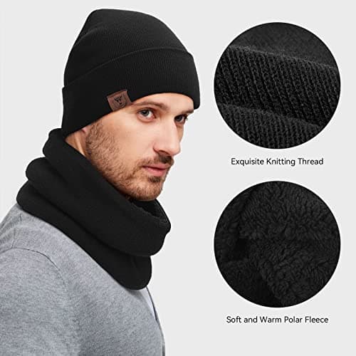 OZERO Men's 3 Piece Winter Hat Scarf and Gloves Set for Work and Dog Walks — view 3