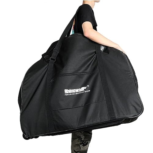 Wanym Bike Travel Bag with Wheels, 20 Inch Folding Bike Carry Bag, Black Folding Bike Carrying Bag, Polyester Storage Waterproof Travel Case Outdoors Transport Accessories for Cars Train Air Travel — view 2