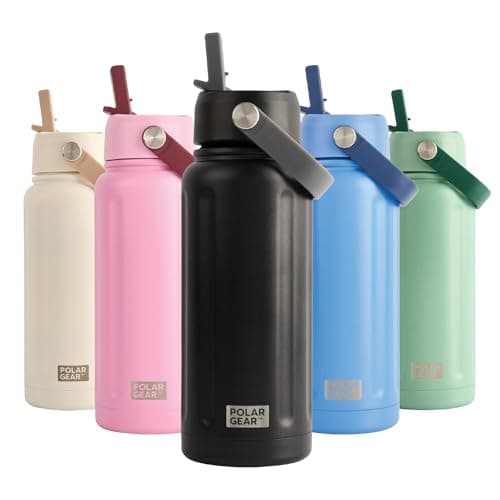 Polar Gear 740ml Insulated Water Bottle with Straw Double Wall - Black — view 2