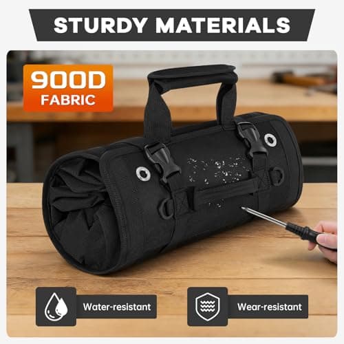 LASUK Heavy Duty Tool Roll Bag 52×33 CM with Magnetic Wristband, Black — view 4