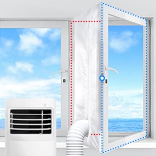 Air Conditioner Window Seal Kit, Enhanced Adhesive No Residue Double Zipper Universal AC Window Seal Thermal Barrier Waterproof Guard Improves Cooling for Portable AC Tumble Dryer — view 4