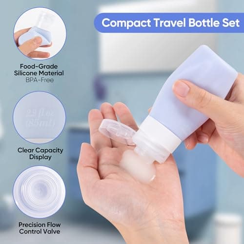 ASAB 16 Pack Silicone Travel Bottles for Toiletries TSA Approved Leak Proof Squeezable Refillable Travel Size Bottles for Body Wash Conditioner Shampoo Lotion Pots Toiletry Travel Bottle Set with Bag — view 2