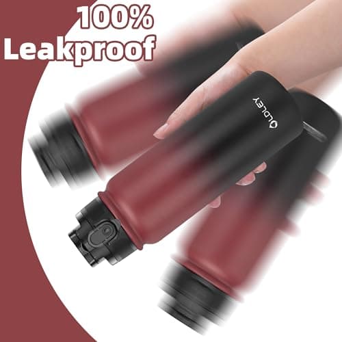 OLDLEY 600ml/20oz Stainless Steel Water Bottle Double Walled Vacuum Flask Keep Drink Hot and Cold Leakproof BPA Free 600ML Metal Insulated Water Bottle for Sport School Work Outdoor Hiking (Red-Black) — view 4