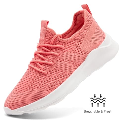 EGMPDA Women's Knitted Breathable Trainers Coral Red UK Size 6 — view 2