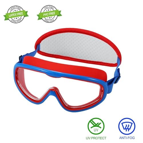 RUIGAO Kids Swim Goggles Age 4-12, Toddler Goggles No Tangle, Child Swimming Mask/Bungee Strap/Soft Band (1PK Toddler Mask - Spider) — view 3