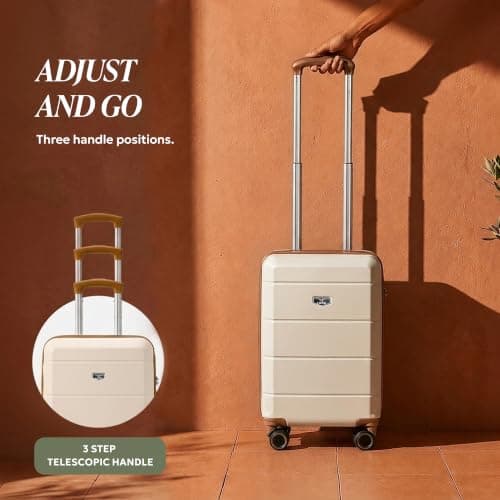 LUGG - Jetset 40cm Suitcase - 40x30x20cm- Ryanair Compatible - Underseat Size - Hard Shell ABS - Spinner & Removable Wheels - Lightweight Travel Luggage- Cream/Brown — view 5