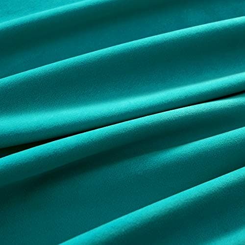 Turquoise Velvet Curtains - nanbowang 120 Inches Rod Pocket Soft Velvet Textured Curtains Black Liner Thermal Curtains Window Treatment for Bedroom Light Blocking Velvet Curtain 2 Panels — view 5