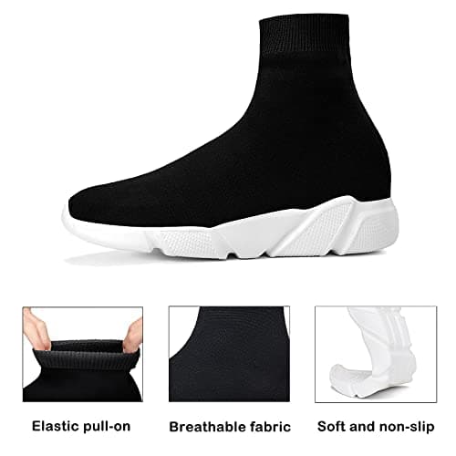 CERYTHRINA Athletic Walking Shoes Knit Weave Mesh Socks Running Shoes Lightweight Breathable Fashion Sneakers Road Fitness Train Dance Gym Casual Platform Loafers Black/White 40 — view 5