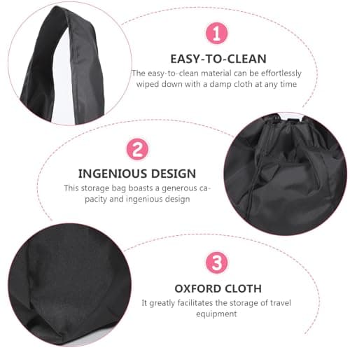 VALICLUD Stroller Dustproof Oxford Cloth Black Travel Bag with Generous Capacity, Practical Solution and Expandable Stroller Storage Bag for Travel and Storage for Airplane and Daily Use — view 3