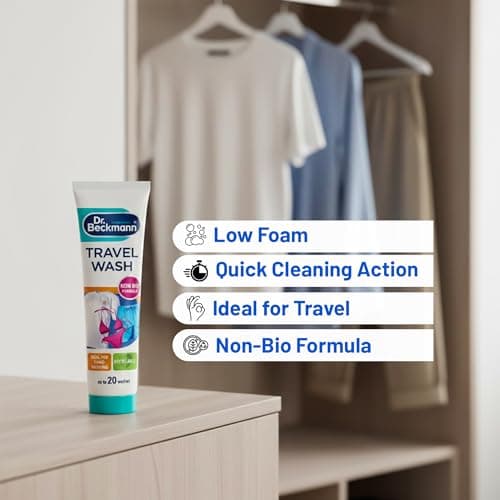 Dr Beckmann Travel Wash Gel Non Bio 100ml Compact Laundry Detergent for Hand Washing Clothes While Travelling Gentle on Fabrics and Skin Ideal for Holidays Business Trips and Camping — view 2
